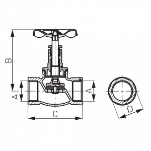 Robinet trecere din fonta cu ventil 1 1/4" FI-FI - Img 2
