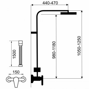 Set 2 in 1 Edge: 57062 baterie perete dus, cu set bara dus cu suport culisant, dus fix si para dus mobila, crom - SET069/36,0 - Img 2
