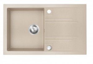 Set Chiuveta Ferro Mezzo II 1 Cuva si Picurator 780x480 mm, nisip si Baterie Ferro Zumba Slim 2F - baterie stativa bucatarie cu pipa flexibila, alb - Img 2