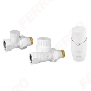 Set Robineti Radiator Drepti 1/2” Cu Cap Termostatic, Alb - Img 1