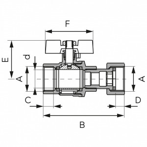 Robinet trecere cu olandez PN16, 1/2" FI-FI, pt centrala, F-Power - Img 2