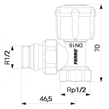 Robinet tur coltar 1/2" pentru radiator - Img 2