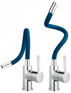 Set Chiuveta Ferro Mezzo II 1 Cuva si Picurator 780x480 mm, nisip si Baterie Ferro Zumba - baterie stativa bucatarie cu pipa flexibila, albastru - Img 6