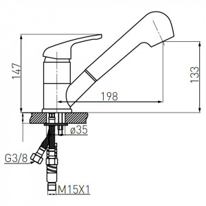 Set Chiuveta Ferro Mezzo II 1 Cuva si Picurator 780x480 mm, nisip si Baterie Ferro Freya8 - stativa bucatarie cu pipa extractibila, culoare nisip, cartus ceramic - Img 6