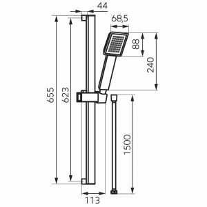 SET2IN1 VITTO BLACK VERDELINE - Baterie perete cada dus cu set de dus culisant SQUERTO BLACK - Img 5