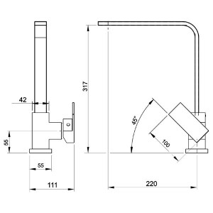 Baterie stativa spalator Edge, crom cu pipa inalta - 36713,0 - Img 3