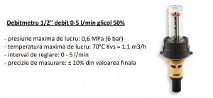 Debitmetru 1/2", 0-5l/min., glycol 50% - Img 2