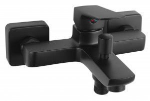 SET2IN1 VITTO BLACK VERDELINE - Baterie perete cada dus cu set de dus culisant Horn Black - Img 2