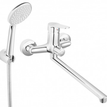 BIS55A - ISSO - Baterie perete cada-dus, cu pipa mobila si set de dus inclus - Img 1