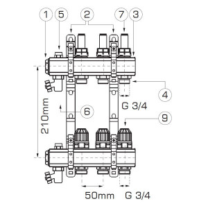 Distribuitor/colector-repartitor tip RZP 1'' 9 cai - RZP09S - Img 2