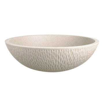 Pachet 3in1: VRR1421T - Lavoar granit rotund fara preaplin Ø410x135 mm , bej cu BFI2LG - Baterie stativa inalta lavoar Fiesta, Rotondo - ventil click-clack D1 1/4”auriu - Img 3