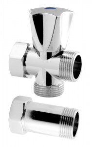 Robinet coltar tip ciuperca 3/4" crom cu racord prelungire , crom - Img 2