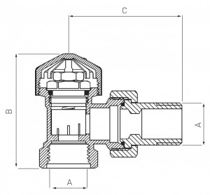Robinet radiator termostatic tur coltar 1/2" fara presetare - Img 2