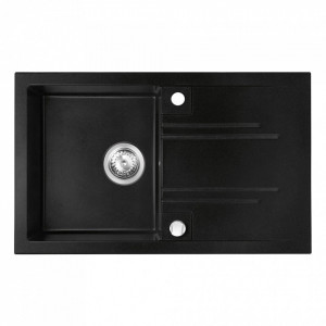 Set chiuveta Ferro granit 78x48 grafite cu baterie flexibila Ferro negru - Img 2