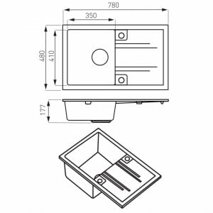 Set Chiuveta Ferro Mezzo II 1 Cuva si Picurator 780x480 mm, gri si Baterie Ferro Zumba II - baterie stativa bucatarie cu pipa flexibila, bej - Img 4