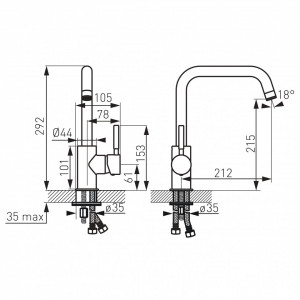 Set Chiuveta Ferro Mezzo II 1 Cuva si Picurator 780x480 mm, gri si Baterie Ferro Ratio - baterie stativa bucatarie - Img 5