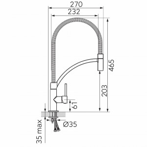 Set Chiuveta Ferro Mezzo II 1 Cuva si Picurator 780x480 mm, nisip si Baterie Ferro Maestro - baterie stativa bucatarie cu pipa extractibila - Img 5