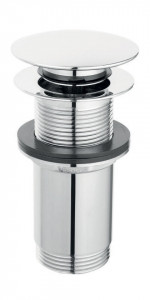 Ventil lavoar click-clack din alama 1 1/4" Rotondo cu preaplin, crom - Img 2