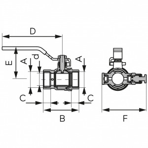 KFPO1 - Robinet trecere sfera cu aerisitor si dop PN16, 1/2" FI-FI, F-Power - Img 2