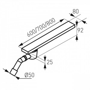 Rigola dus inox Easy New L= 800 mm, cu sifon lateral DN40/50 - Img 2