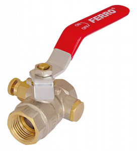 Robinet trecere din alama pt. apa PN16, 1/2" FI-FI cu sfera, maneta, dop si aerisitor - Img 2