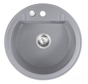 Set Chiuveta Ferro Mezzo II Rotunda cu o cuva Ø 51 cm, gri si Baterie Ferro Zumba II - baterie stativa bucatarie cu pipa flexibila, alb - Img 3