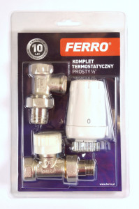 Set robineti radiator drepti 1/2" tur termostatic+retur+cap termostat GT11 - Img 2