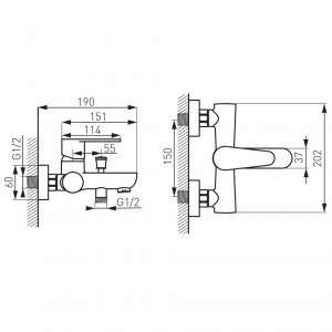 Pachet 2 baterii Ferro ,cada/dus,lavoar+Set dus mobil, negru mat BAG1BL-2BL-KIT6025 - Img 6
