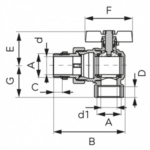 RobinetTrecere Coltar Cu Olandez Pn30, 1" Fi-Fi, F-Power - Img 2
