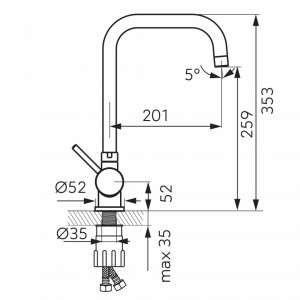 Set Chiuveta Ferro Mezzo II 1 Cuva si Picurator 780x480 mm, nisip si Baterie Ferro Toledo - baterie stativa spalator cu pipa rabatabila - Img 8