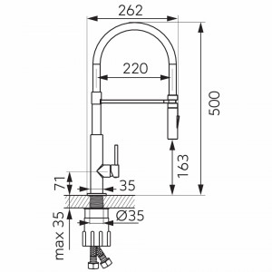 Set Chiuveta Ferro Mezzo II 1 Cuva si Picurator 780x480 mm, nisip si Baterie Ferro Libretto - baterie stativa bucatarie cu pipa flexibila extractibila - Img 7
