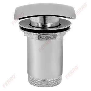 Ventil lavoar click-clack din alama 1 1/4" Quadro cu preaplin, crom - Img 1