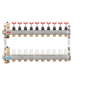 Distribuitor/colector Ferro tip SN-RZPU 1" din inox 10 circuite cu debitmetre si robineti termostatati - Img 1