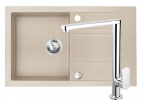Set Chiuveta Ferro Mezzo II 1 Cuva si Picurator 780x480 mm, nisip si Baterie Ferro Rapsody - baterie stativa bucatarie - Img 1
