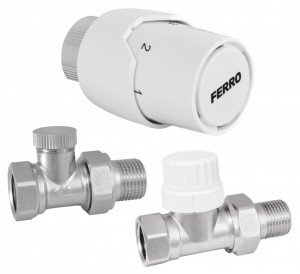 Set robineti radiator drepti 1/2" tur termostatic+retur+cap termostat GT20 - Img 2