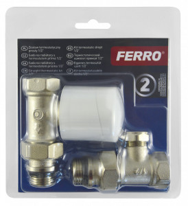 Set robineti termostatabili radiator tur/retur drepti 1/2" cu presetare - Img 2