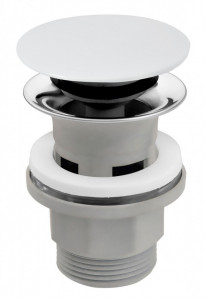 Ventil lavoar click-clack din ABS 1 1/4" cu preaplin, ceramic alb - Img 2