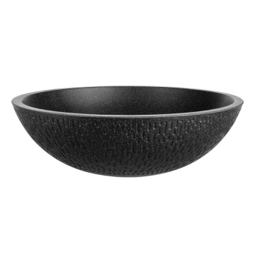 VRR1721T - Lavoar pe blat granit rotund fara preaplin Ø410x135 mm , negru-grafit - Img 1
