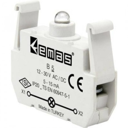 Kontakt blok sa LED diodom B5, 5-15mA, 10-30V AC/DC bela IP20 Emas