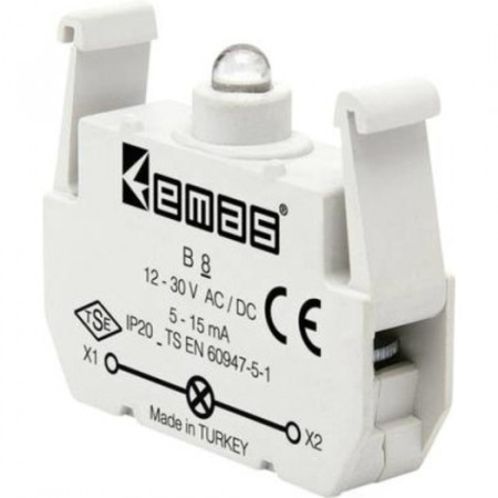 Kontakt blok sa LED diodom B8, 5-15mA, 10-30V AC/DC žuta IP20 Emas
