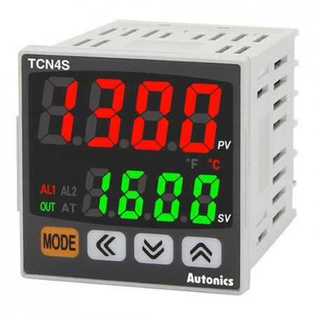 Termoregulator TCN4S-22R,2 reda-4 cif,48x48mm,2 alarma,PID,relejni/SSR,24Vac 24-48Vdc IP65 Autonics