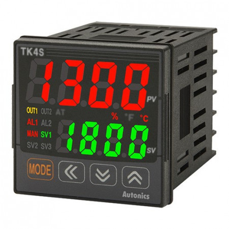 Termoregulator TK4S-12RR,dis.2 reda-4 cifre,48x48mm,1 alarm,2 relejna,24Vac/24-48Vdc IP65 Autonics