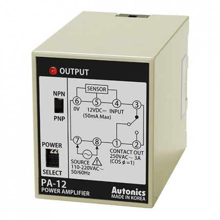 Senzor kontroler PA-12, NPN/PNP ulaz, SPDT NO/NC, 8-pin, 110-220Vac Autonics