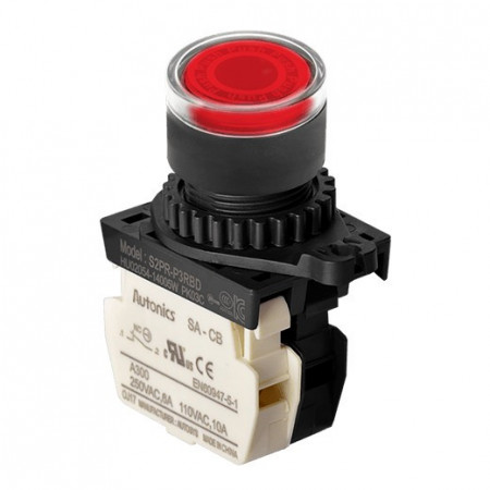 Taster crveni S2PR-P3RBDM, 1NC, sa LED indikacijom 12-24Vac/dc, 6A 250Vac IP52 Autonics
