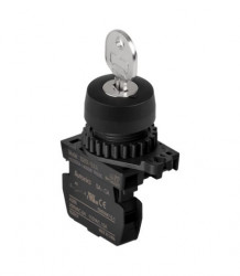 Prekidač dvopoložajni S2KR-2EKAM, 0-1 90Â°, 1NO, fi22mm, sa ključem, 6A 250Vac IP52 Autonics