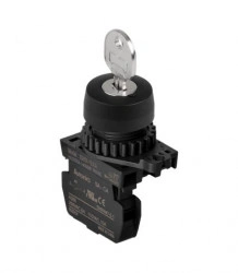 Prekidač dvopoložajni S2KR-2EKAM, 0-1 90Â°, 1NO, fi22mm, sa ključem, 6A 250Vac IP52 Autonics