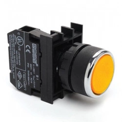 Taster žuti B100DS, 1NO, oklopljen, ugradnja na fi22mm, 4A 250Vac IP50 Emas