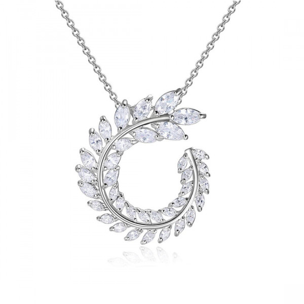 Lantisor argintiu cu pandantiv rotund, cu pietre din zirconiu, Sparkly Petals