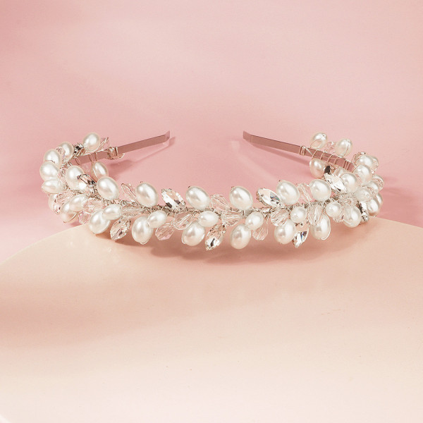 Silver cord / headband with pearls and stones, Karina