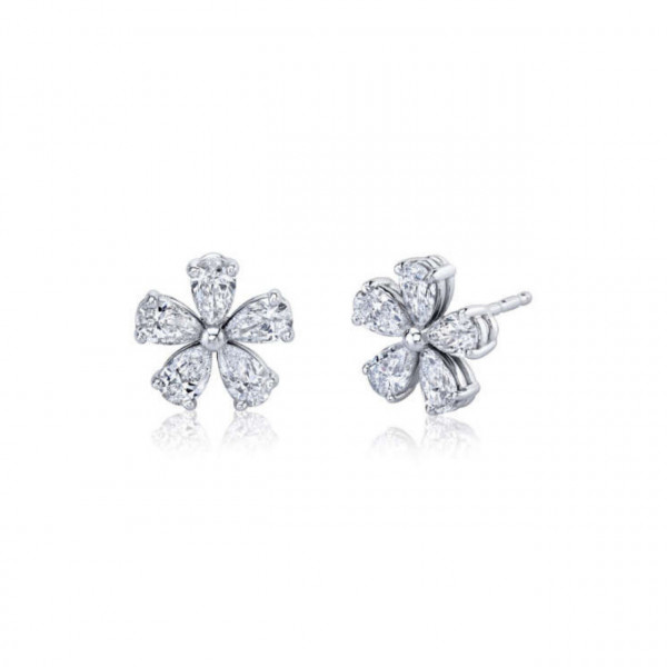 Cercei din argint stud, cu pietre din zirconiu, Little Flowers